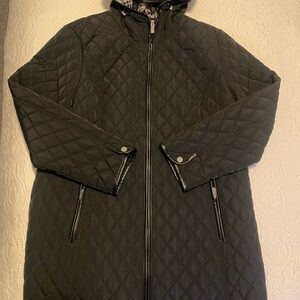 Jones New York Black Quilted Hooded Jacket, Like New Condition XXL